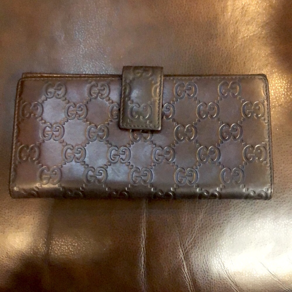GUCCI GG Guccissima Brown Lambskin Continental Bifold Wallet with Coin Section - Picture 3 of 16